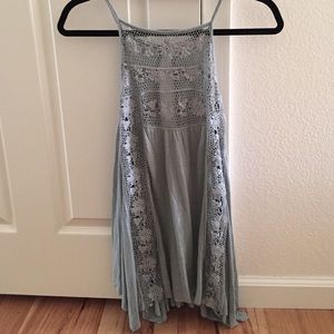 Free People S Lace Open Back Tank Tunic Crochet Lace Asymetrical